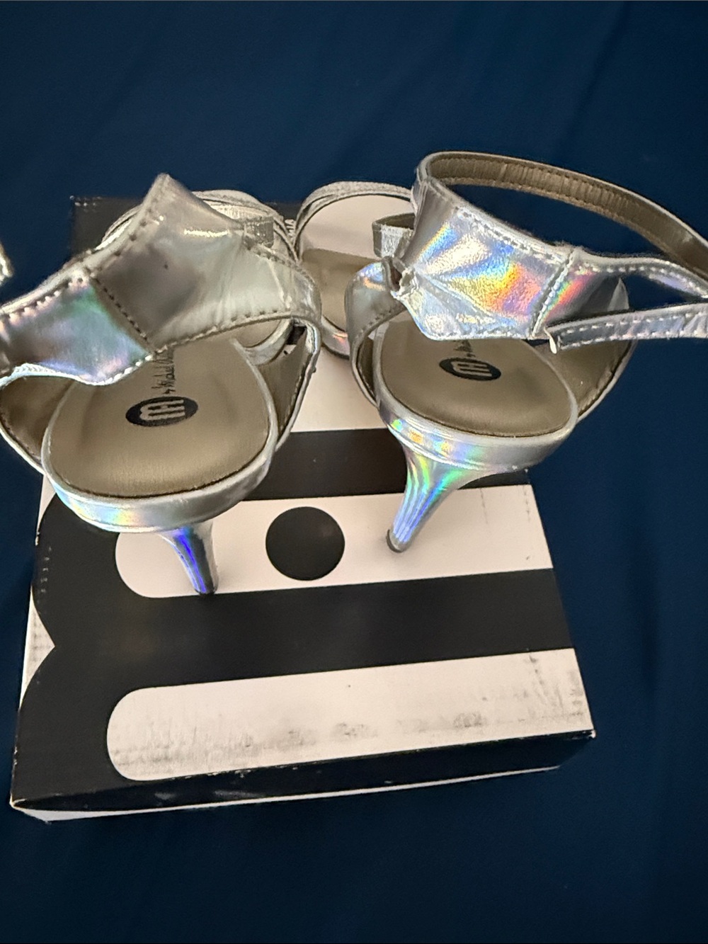 Michael Antonio Silver Holographic Strappy Heels - Picture 10 of 11